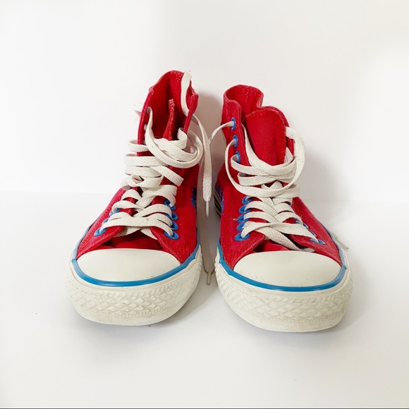 Converse High Tops Red & Blue Sz 5.5 - Picture 4 of 6